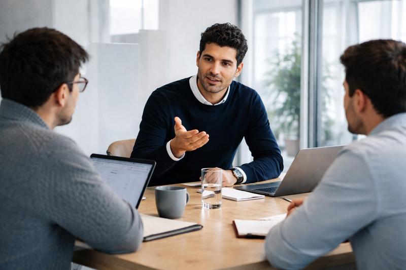 Senior professionals in a focused meeting