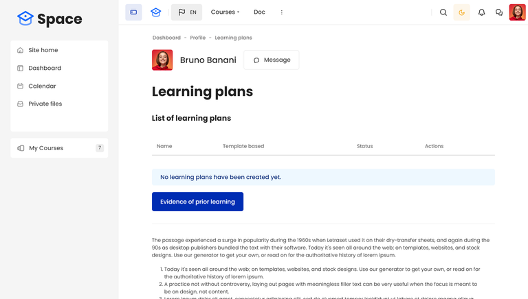 Moodle Dashboard Premium Theme Learning Plans